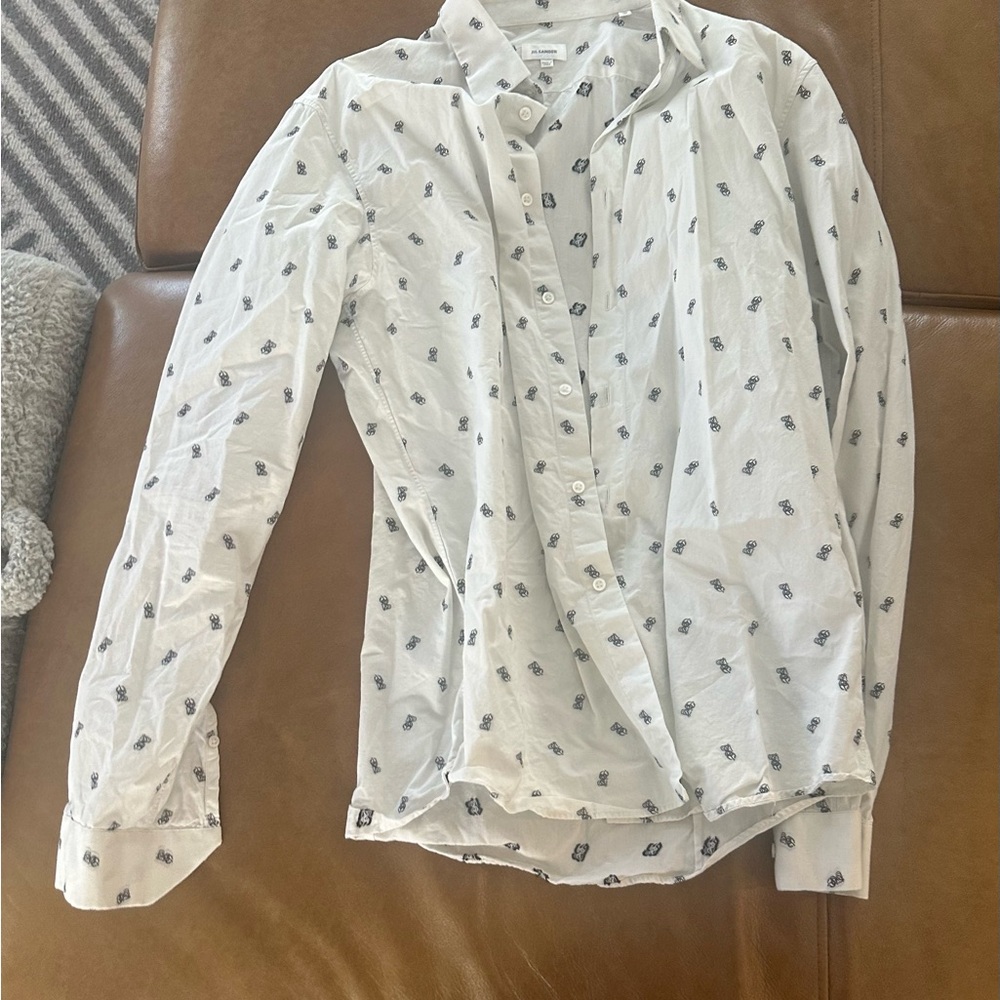Jil Sander Cream Shirt with Black Pattern